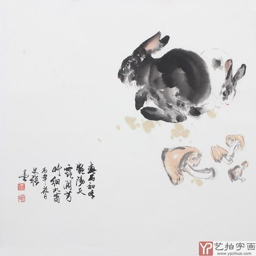 询价王文强动物画作品十二生肖之兔