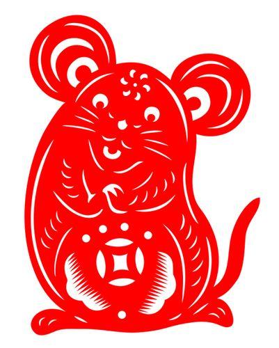 eb96老鼠十二生肖动物传统装饰贴画剪纸作品刻纸窗花剪纸成品